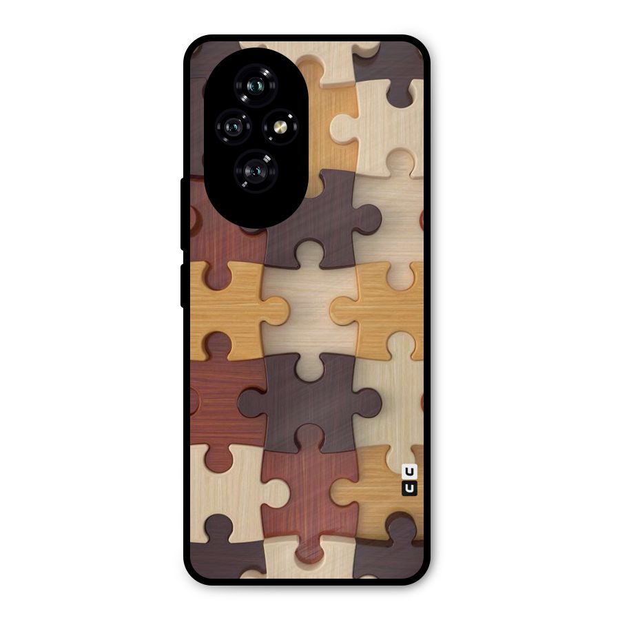 Wooden Puzzle (Printed) Metal Back Case for Honor 200