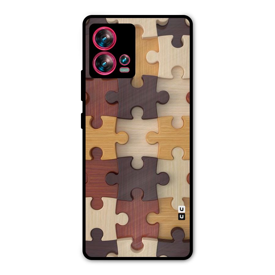 Wooden Puzzle (Printed) Metal Back Case for Motorola Edge 30 Fusion