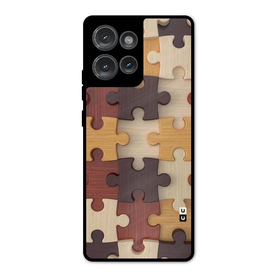 Wooden Puzzle (Printed) Metal Back Case for Motorola Edge 50