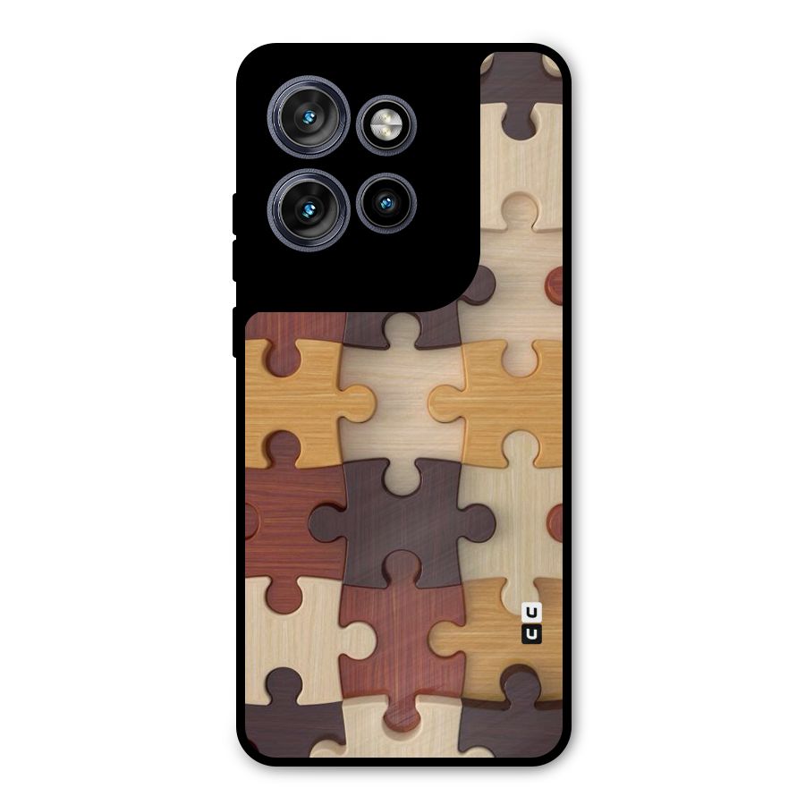Wooden Puzzle (Printed) Metal Back Case for Motorola Edge 50 Neo