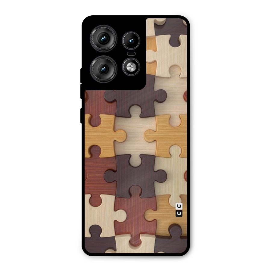 Wooden Puzzle (Printed) Metal Back Case for Motorola Edge 50 Pro