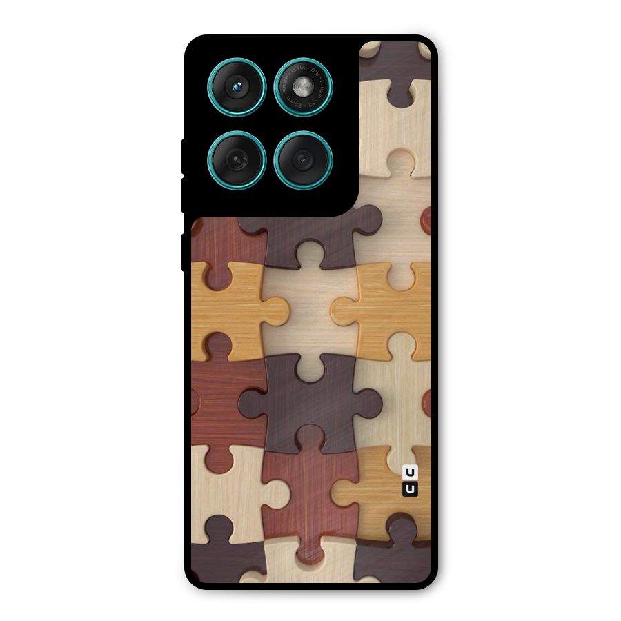 Wooden Puzzle (Printed) Metal Back Case for Motorola Edge 60 Fusion