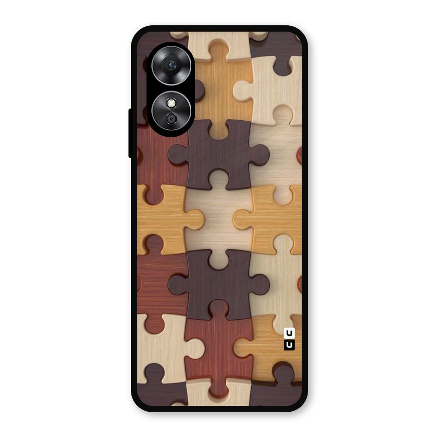 Wooden Puzzle (Printed) Metal Back Case for Oppo A17