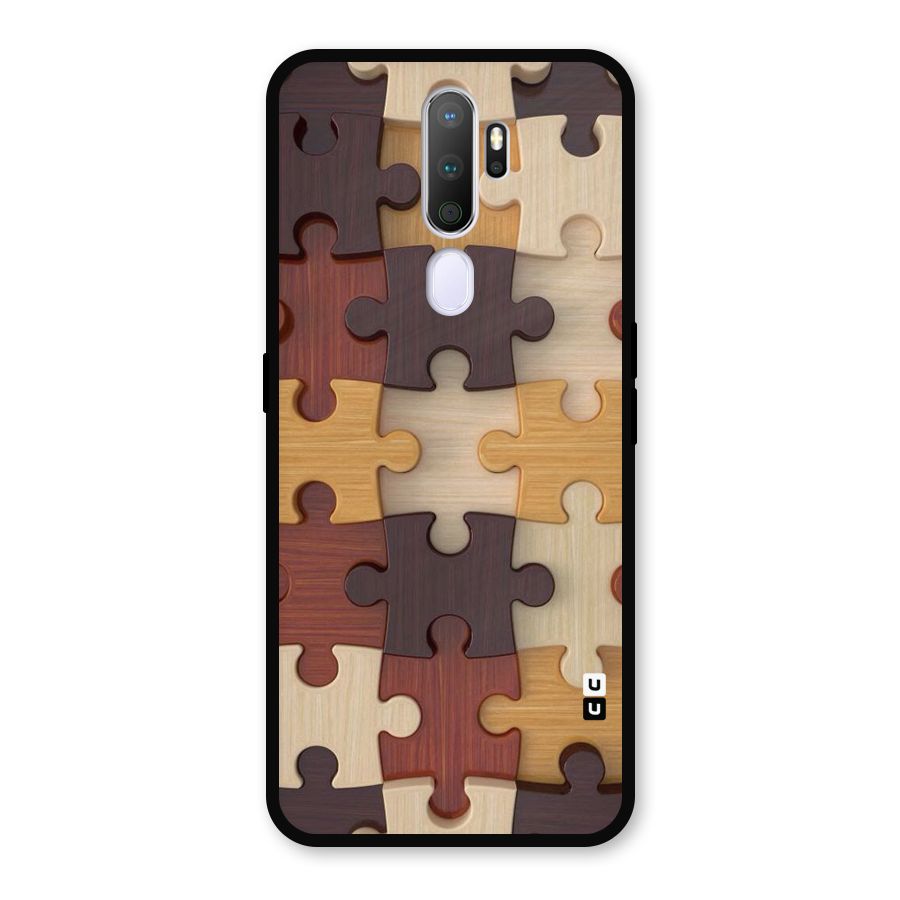 Wooden Puzzle (Printed) Metal Back Case for Oppo A5 (2020)