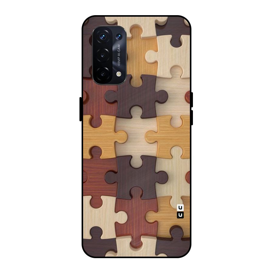 Wooden Puzzle (Printed) Metal Back Case for Oppo A74 5G