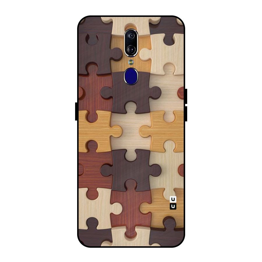 Wooden Puzzle (Printed) Metal Back Case for Oppo F11