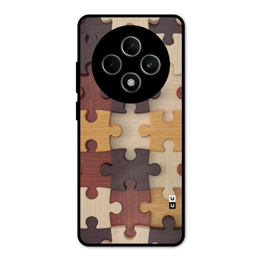 Wooden Puzzle (Printed) Metal Back Case for Oppo F27
