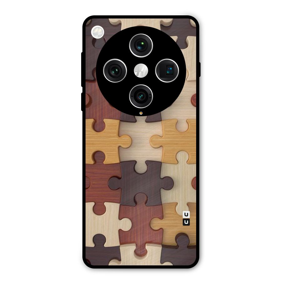 Wooden Puzzle (Printed) Metal Back Case for Oppo Find X8 Pro