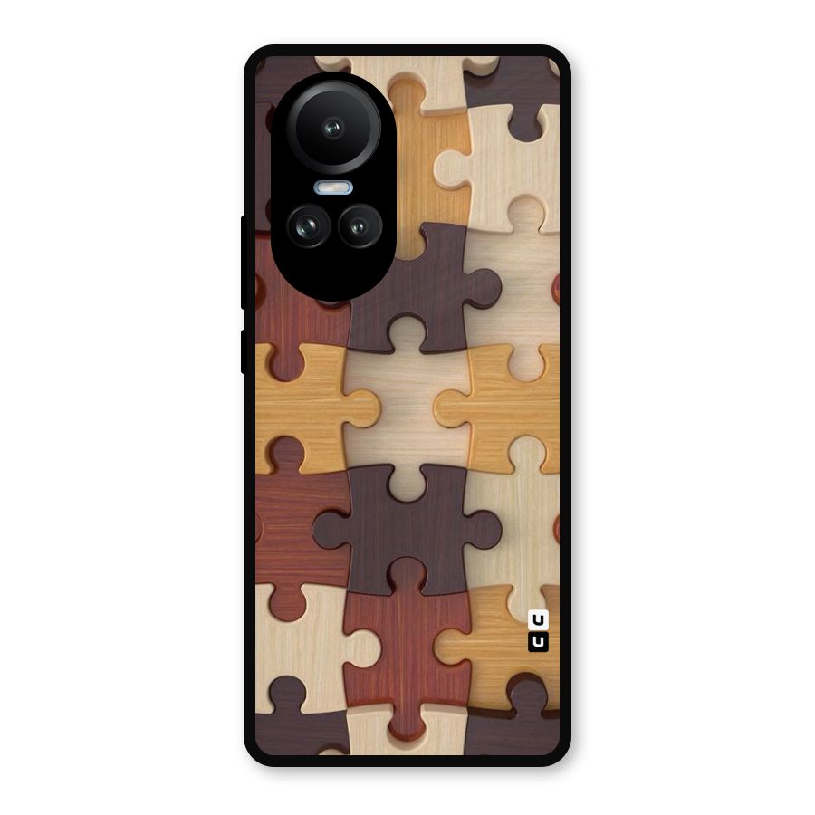 Wooden Puzzle (Printed) Metal Back Case for Oppo Reno10