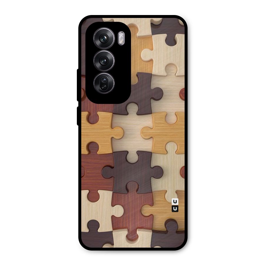 Wooden Puzzle (Printed) Metal Back Case for Oppo Reno12 Pro