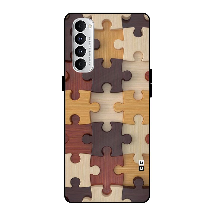 Wooden Puzzle (Printed) Metal Back Case for Oppo Reno4 Pro