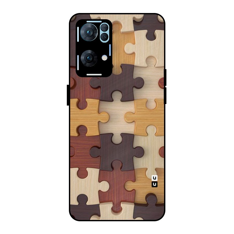 Wooden Puzzle (Printed) Metal Back Case for Oppo Reno7 Pro 5G