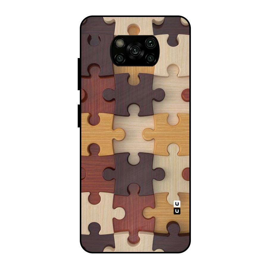 Wooden Puzzle (Printed) Metal Back Case for Poco X3
