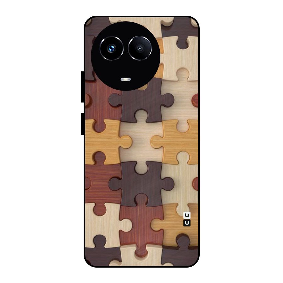 Wooden Puzzle (Printed) Metal Back Case for Realme 11X