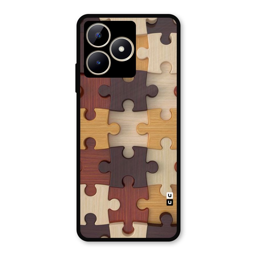 Wooden Puzzle (Printed) Metal Back Case for Realme C53