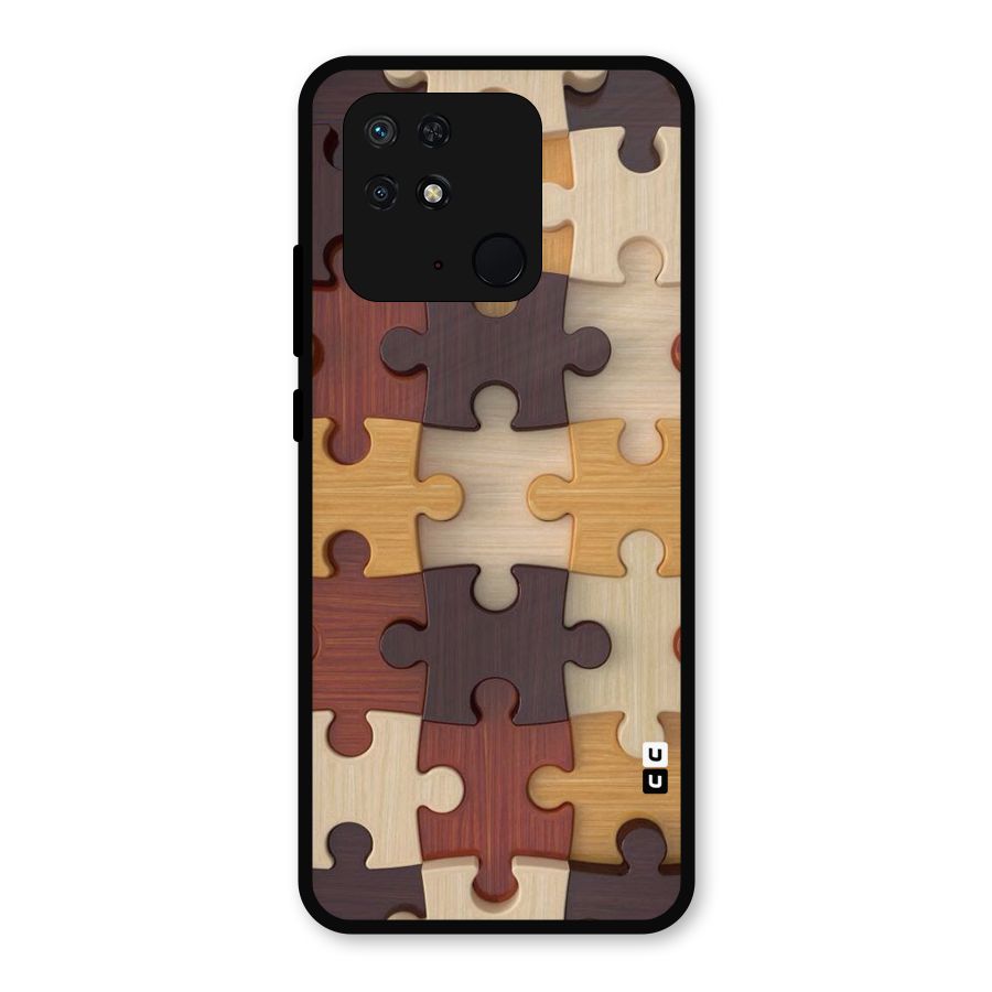 Wooden Puzzle (Printed) Metal Back Case for Redmi 10