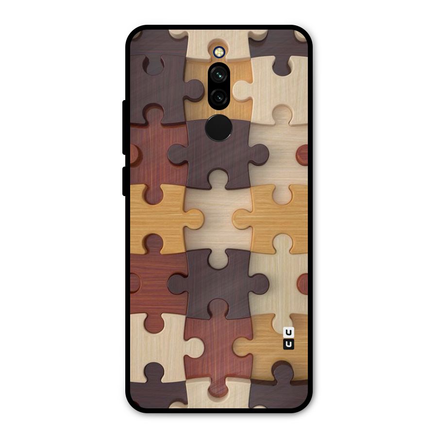 Wooden Puzzle (Printed) Metal Back Case for Redmi 8