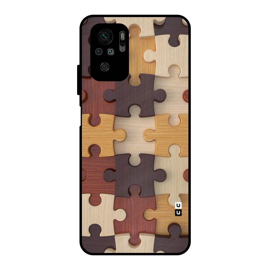 Wooden Puzzle (Printed) Metal Back Case for Redmi Note 10S