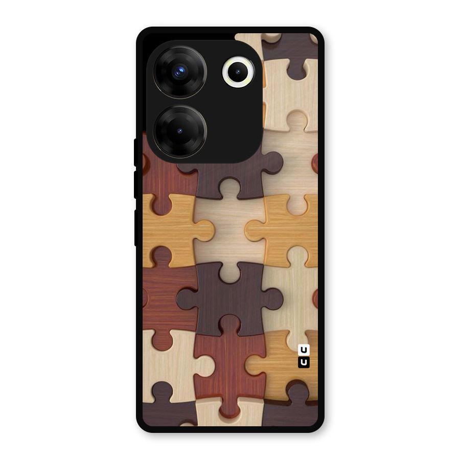 Wooden Puzzle (Printed) Metal Back Case for Tecno Camon 20