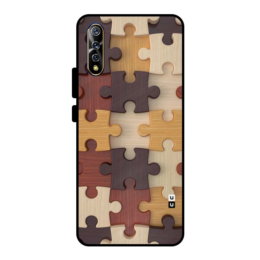 Wooden Puzzle (Printed) Metal Back Case for Vivo S1