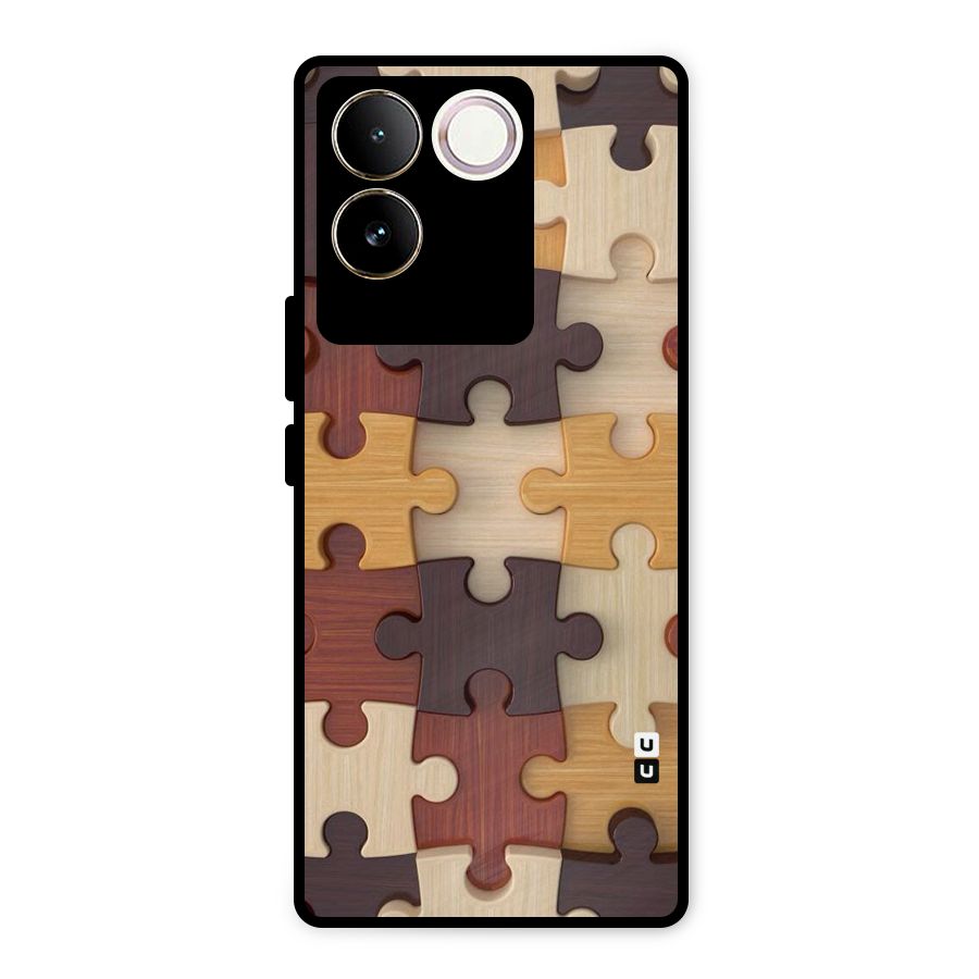 Wooden Puzzle (Printed) Metal Back Case for Vivo T2 Pro