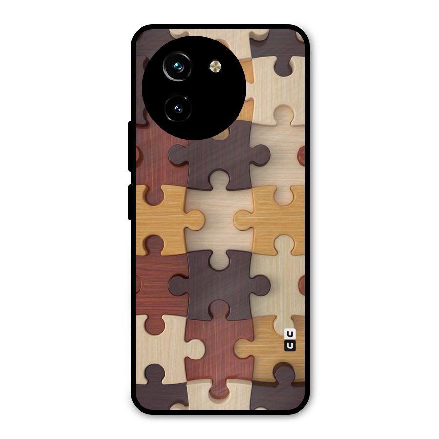 Wooden Puzzle (Printed) Metal Back Case for Vivo T3x