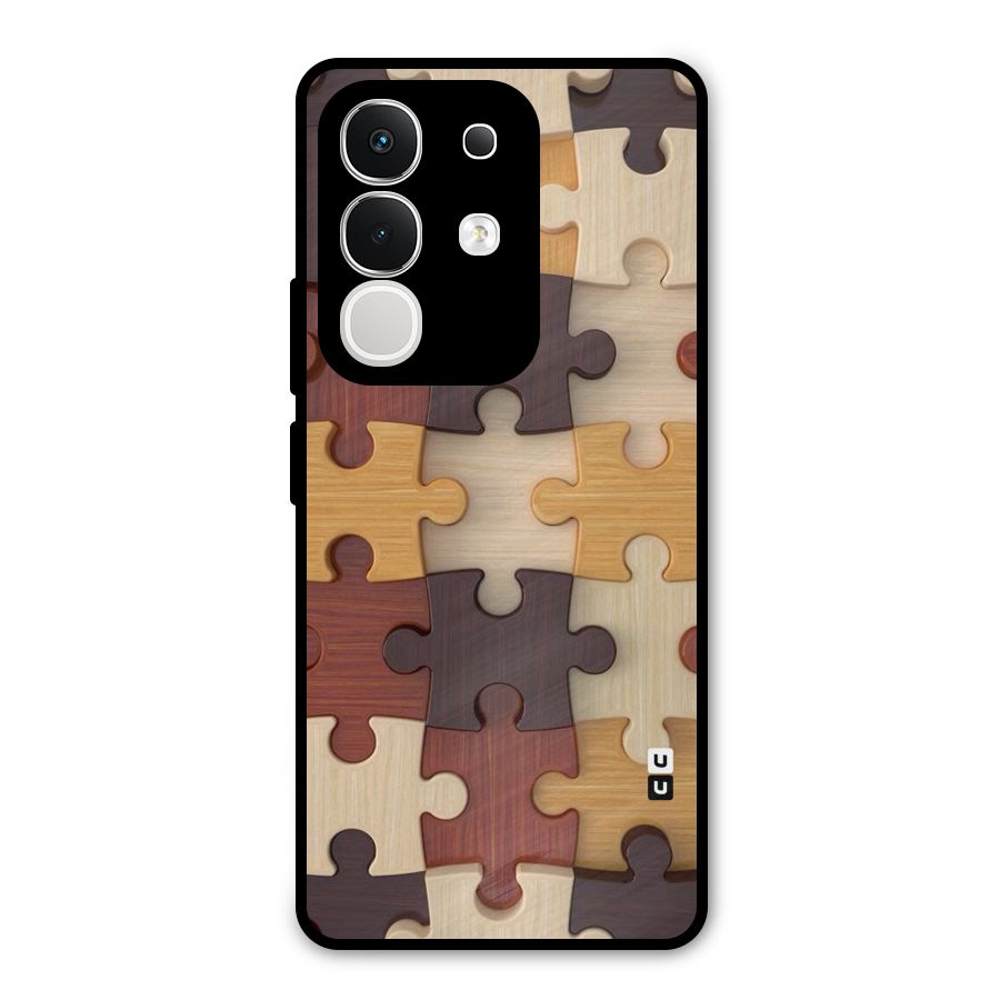 Wooden Puzzle (Printed) Metal Back Case for Vivo T4x