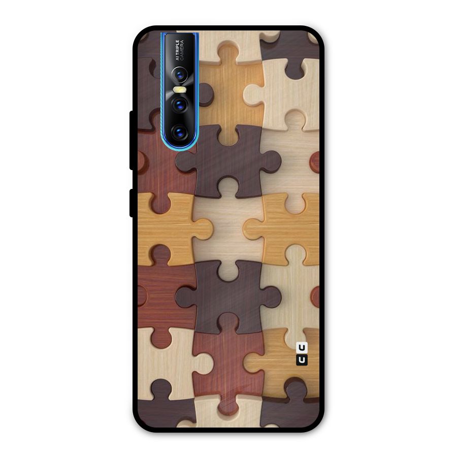 Wooden Puzzle (Printed) Metal Back Case for Vivo V15 Pro