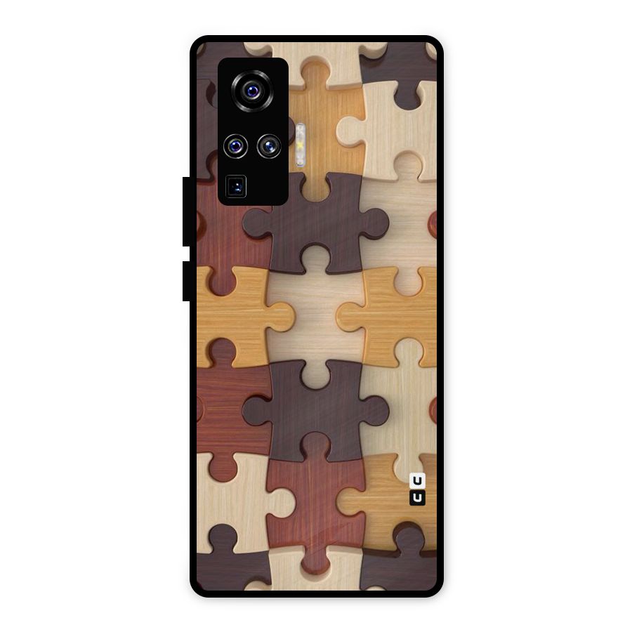 Wooden Puzzle (Printed) Metal Back Case for Vivo X50 Pro