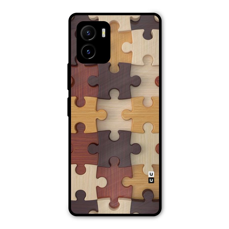 Wooden Puzzle (Printed) Metal Back Case for Vivo Y15s
