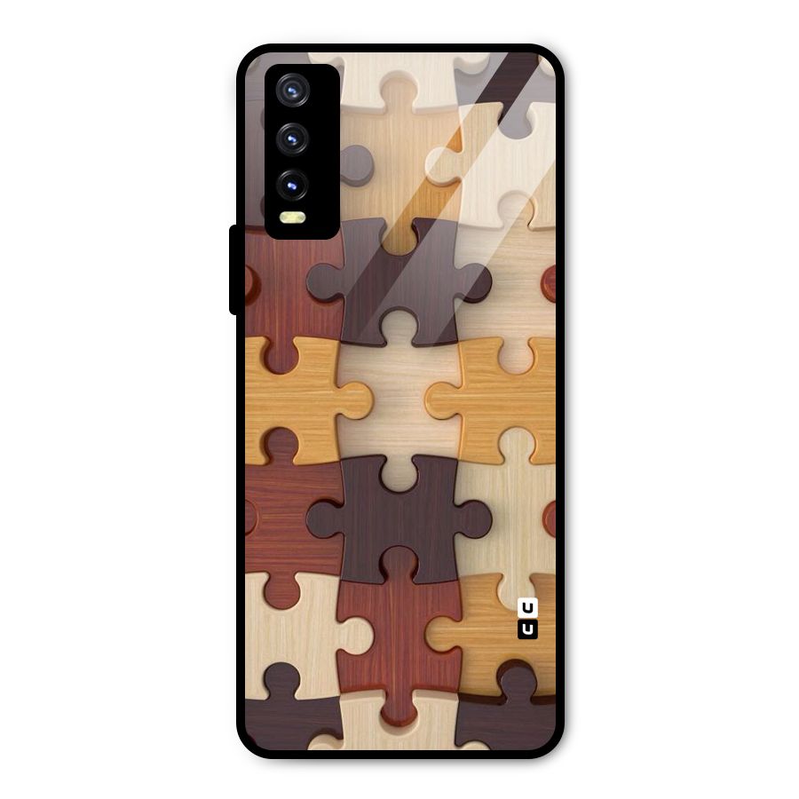 Wooden Puzzle (Printed) Metal Back Case for Vivo Y20g