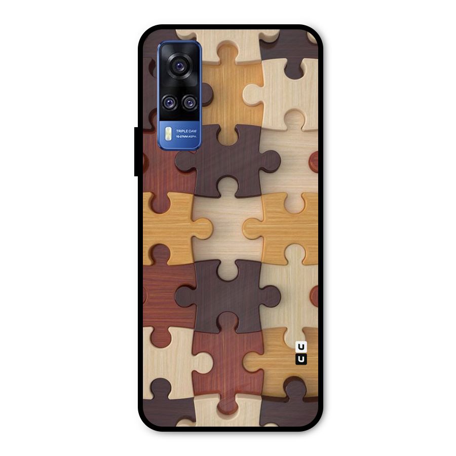 Wooden Puzzle (Printed) Metal Back Case for Vivo Y31