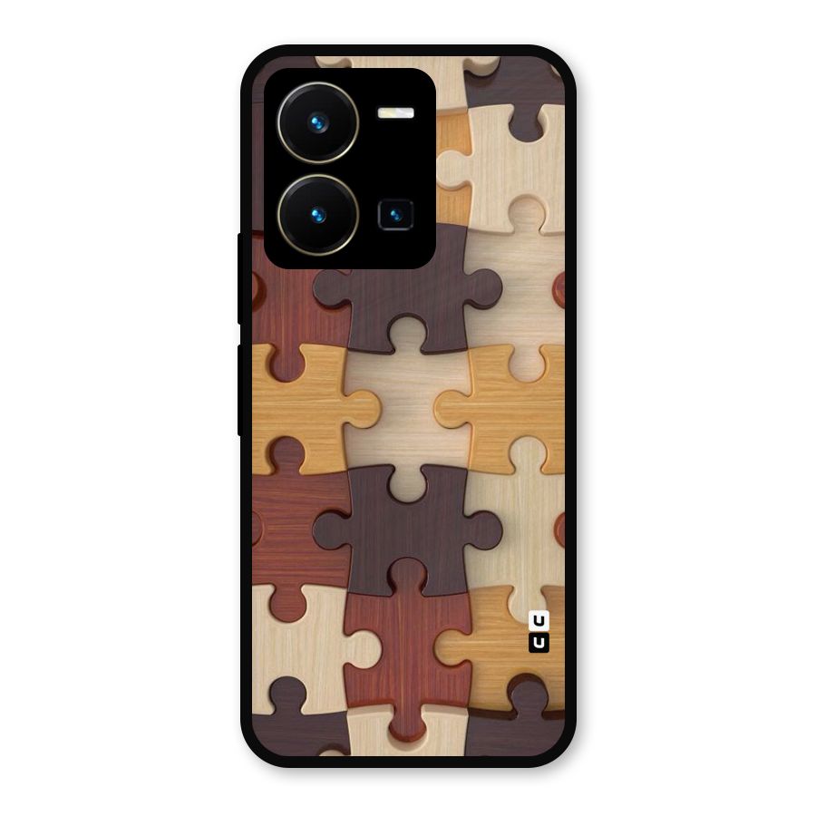 Wooden Puzzle (Printed) Metal Back Case for Vivo Y35