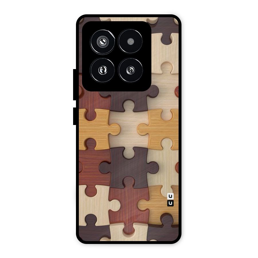 Wooden Puzzle (Printed) Metal Back Case for Xiaomi 14 Pro