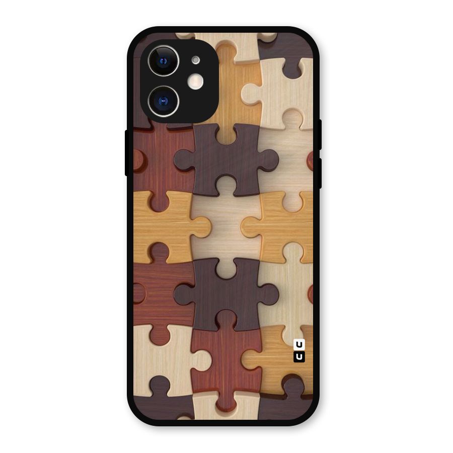 Wooden Puzzle (Printed) Metal Back Case for iPhone 12