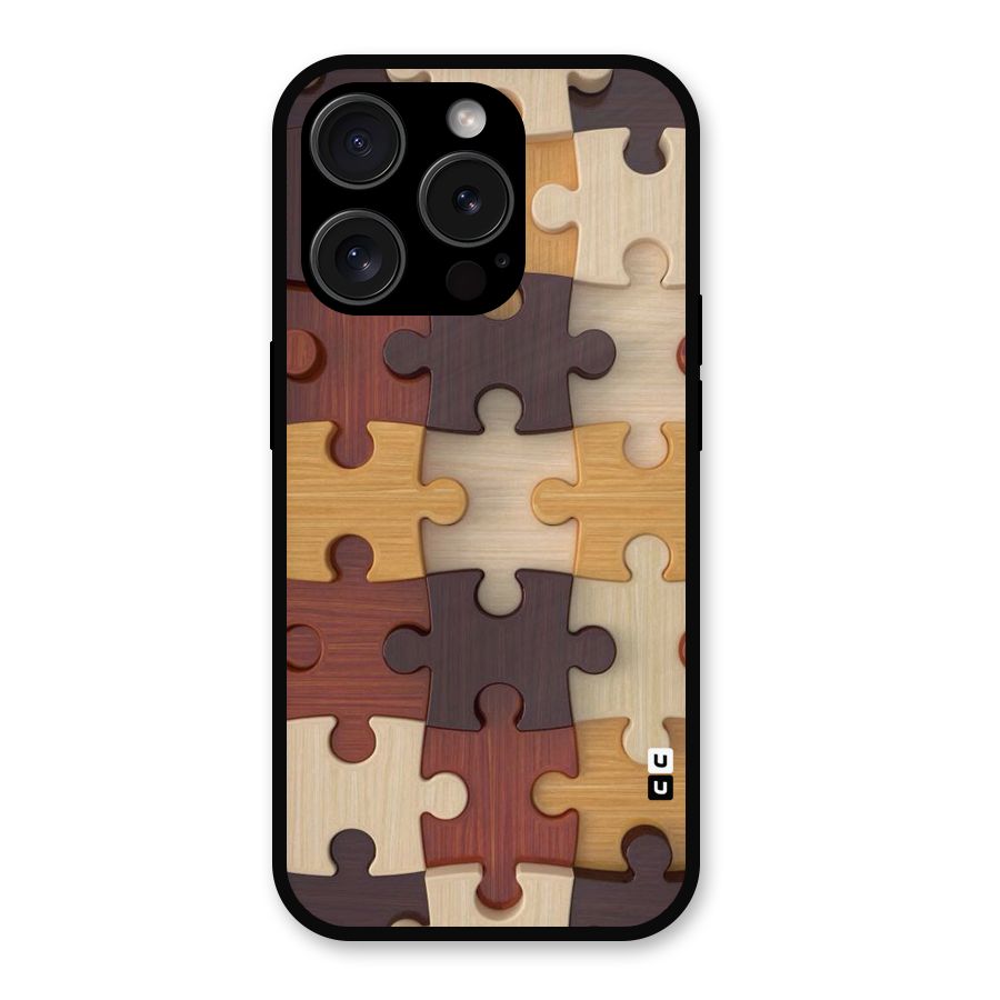 Wooden Puzzle (Printed) Metal Back Case for iPhone 15 Pro
