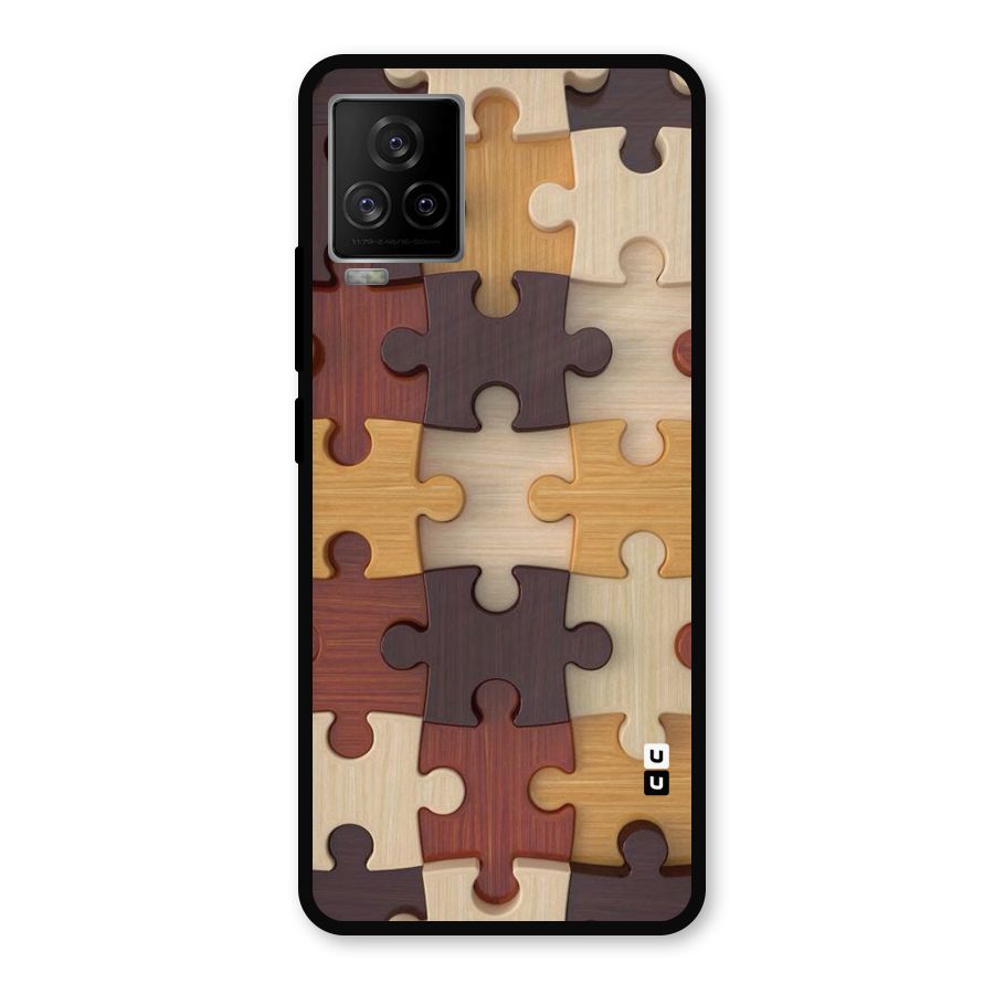 Wooden Puzzle (Printed) Metal Back Case for iQOO 7 Legend 5G