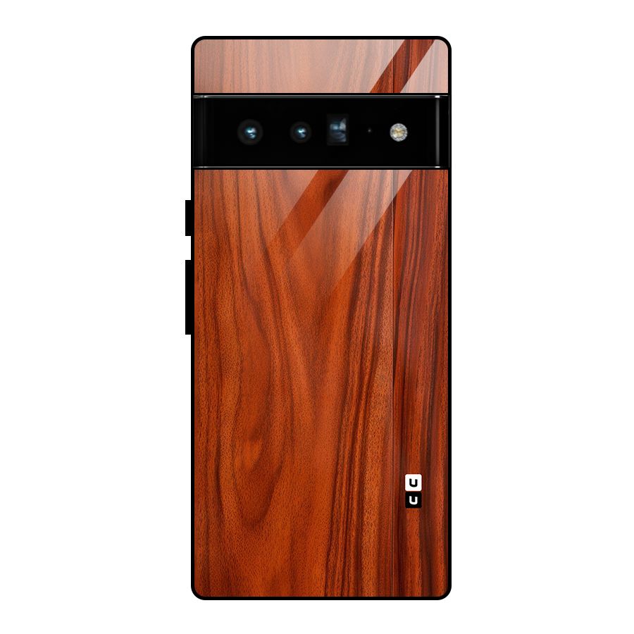 Wooden Texture Printed Glass Back Case for Google Pixel 6 Pro