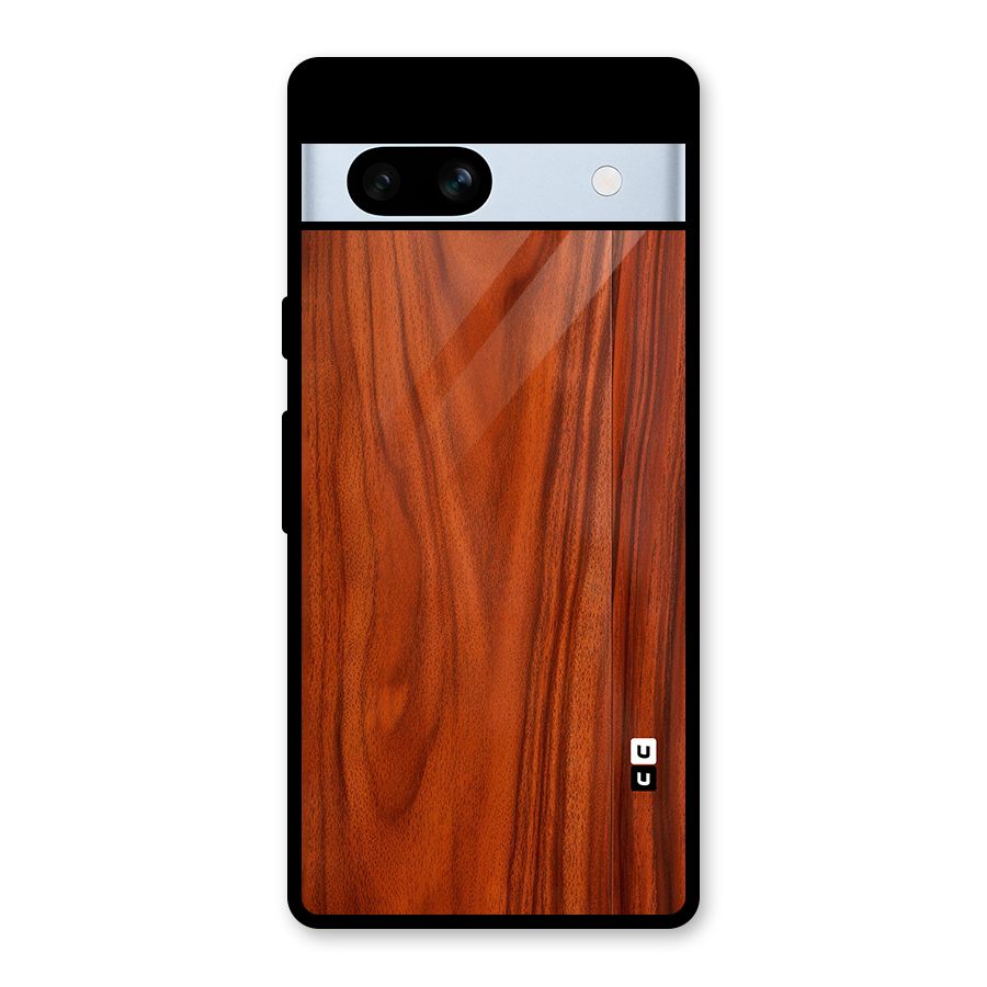 Wooden Texture Printed Glass Back Case for Google Pixel 7a