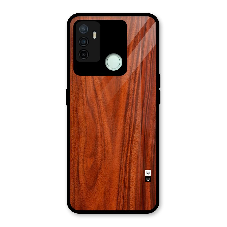 Wooden Texture Printed Glass Back Case for Oppo A53