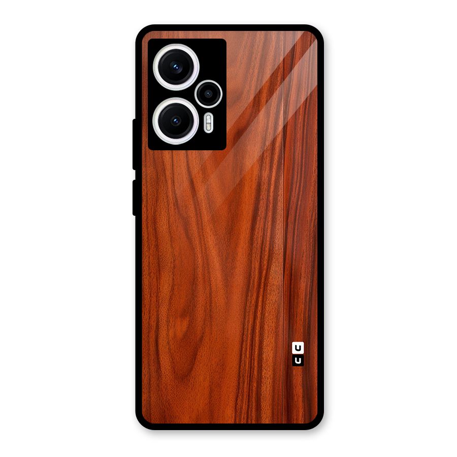 Wooden Texture Printed Glass Back Case for Poco F5