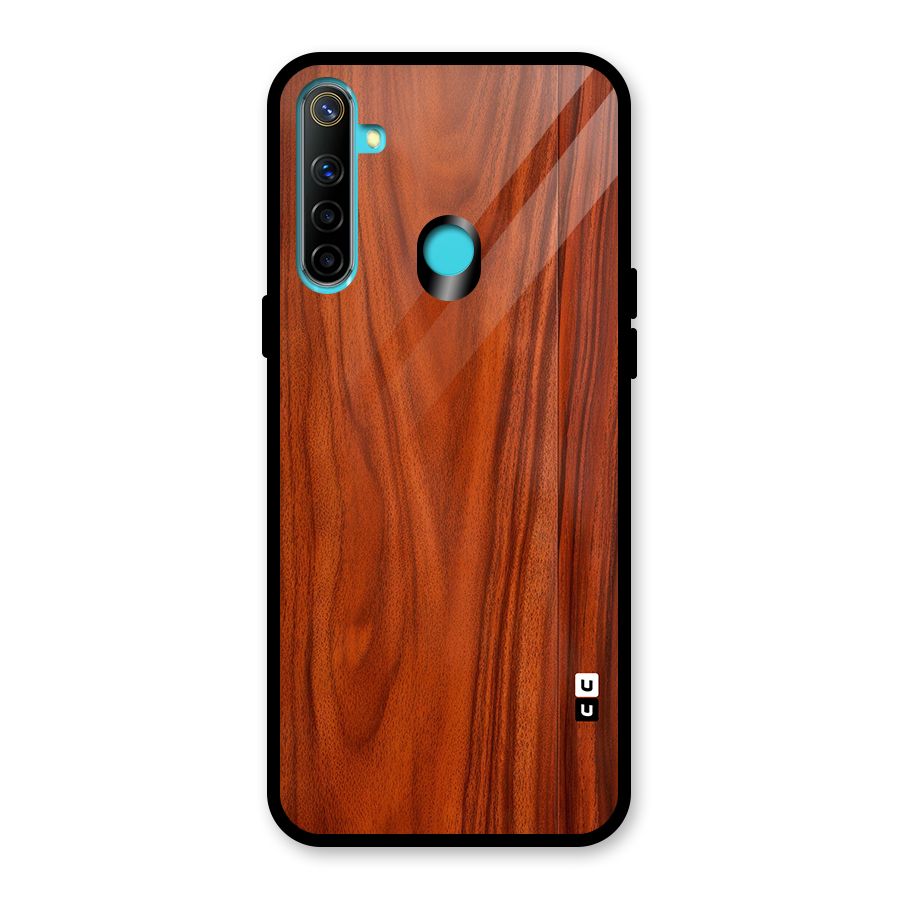 Wooden Texture Printed Glass Back Case for Realme 5i