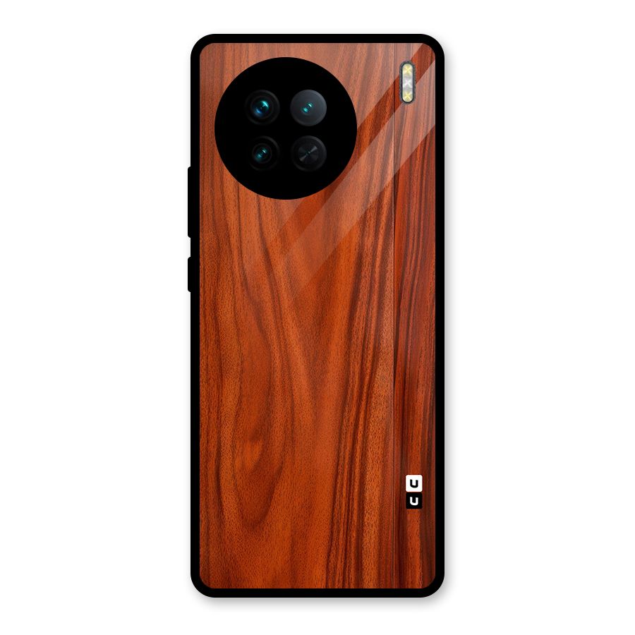 Wooden Texture Printed Glass Back Case for Vivo X90