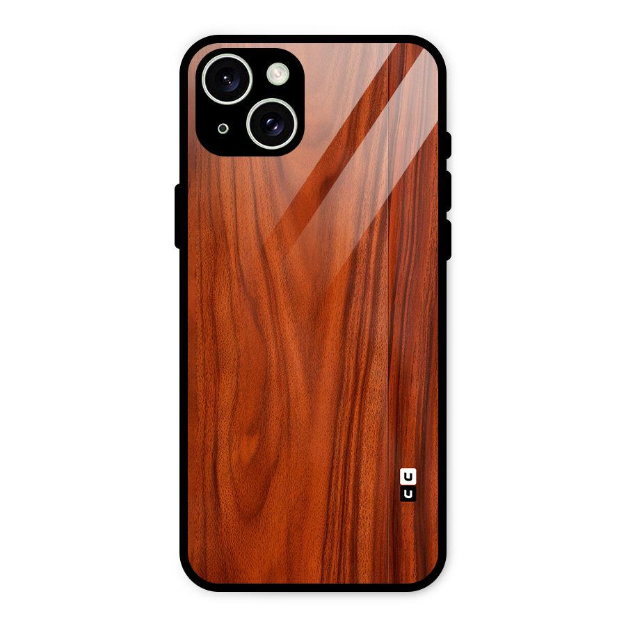Wooden Texture Printed Glass Back Case for iPhone 15 Plus