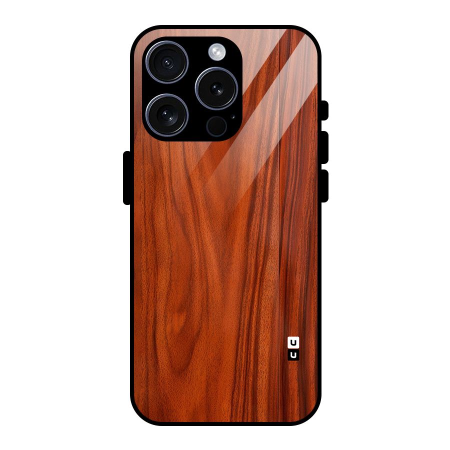 Wooden Texture Printed Glass Back Case for iPhone 15 Pro