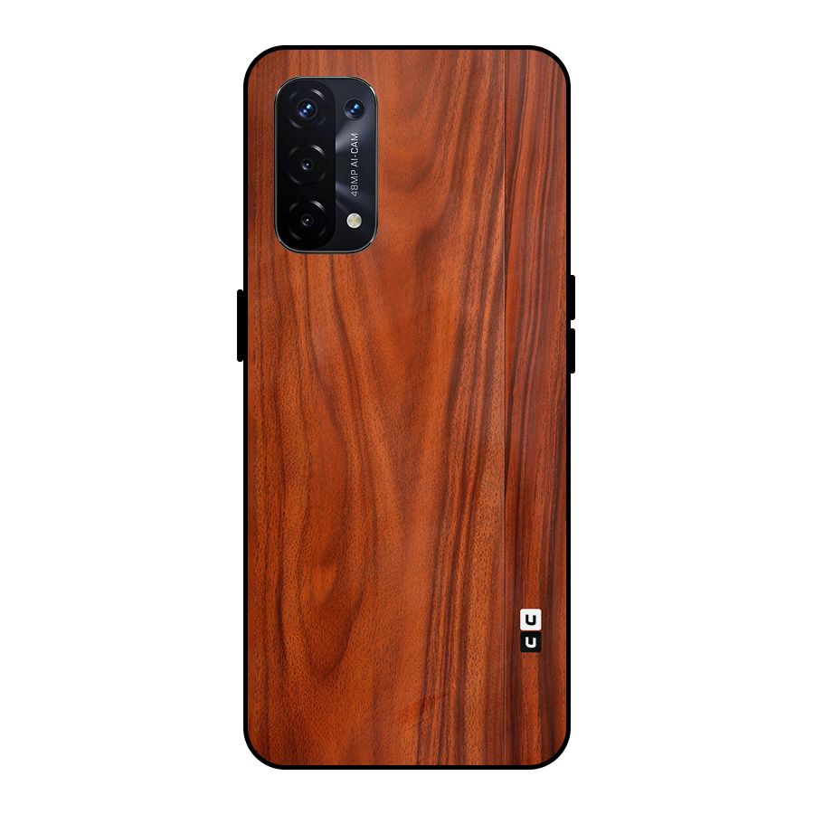 Wooden Texture Printed Metal Back Case for Oppo A74 5G