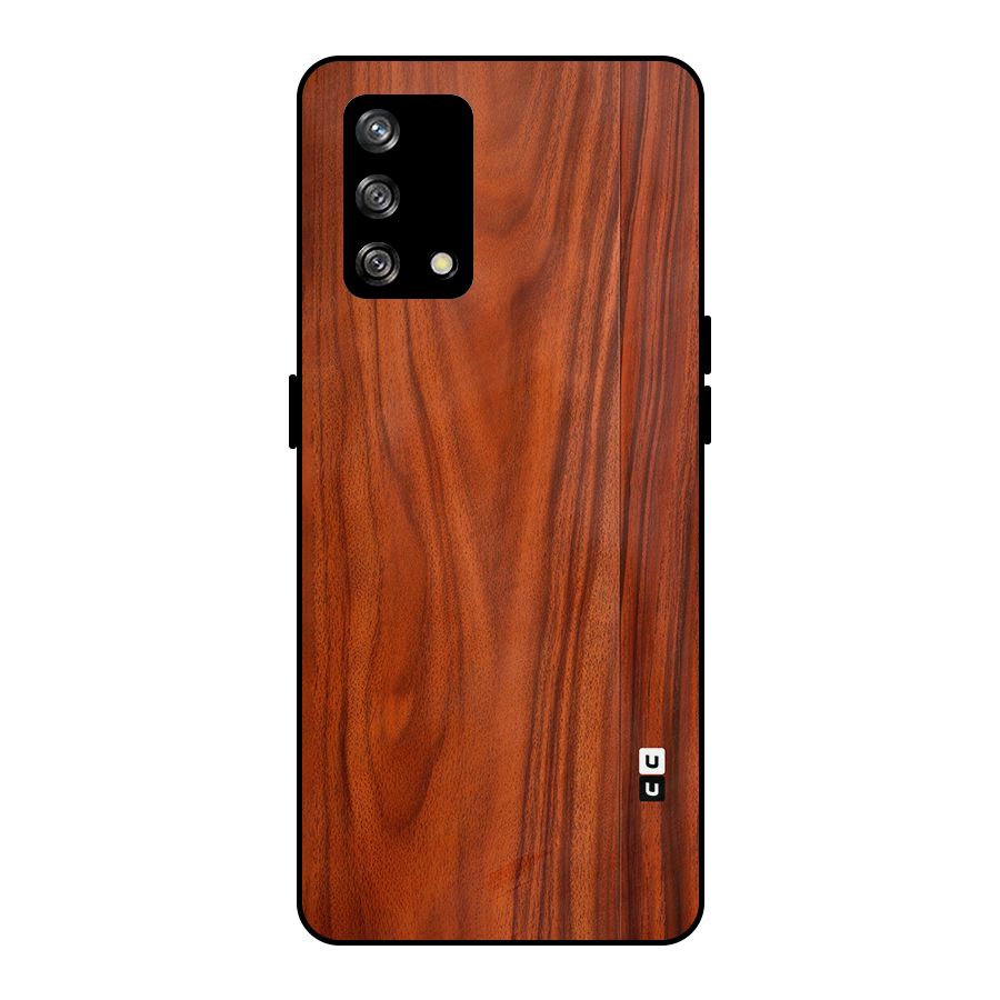 Wooden Texture Printed Metal Back Case for Oppo F19