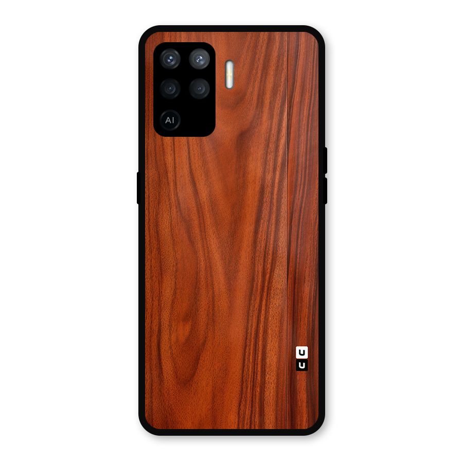 Wooden Texture Printed Metal Back Case for Oppo F19 Pro