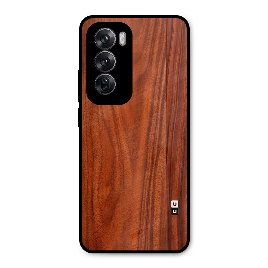 Wooden Texture Printed Metal Back Case for Oppo Reno12 Pro
