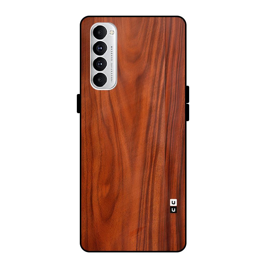 Wooden Texture Printed Metal Back Case for Oppo Reno4 Pro